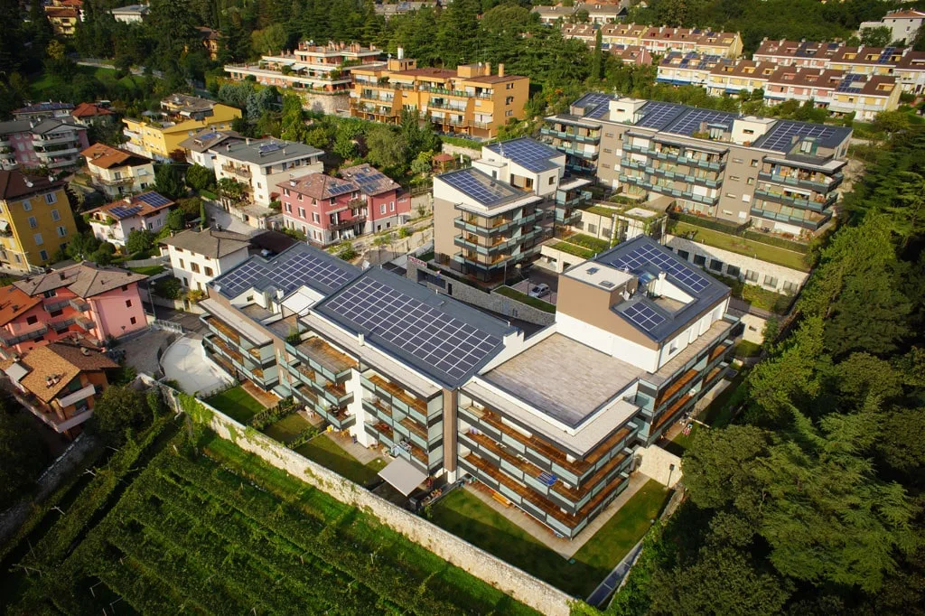 Vista aerea del complesso residenziale Cappuccini a Trento