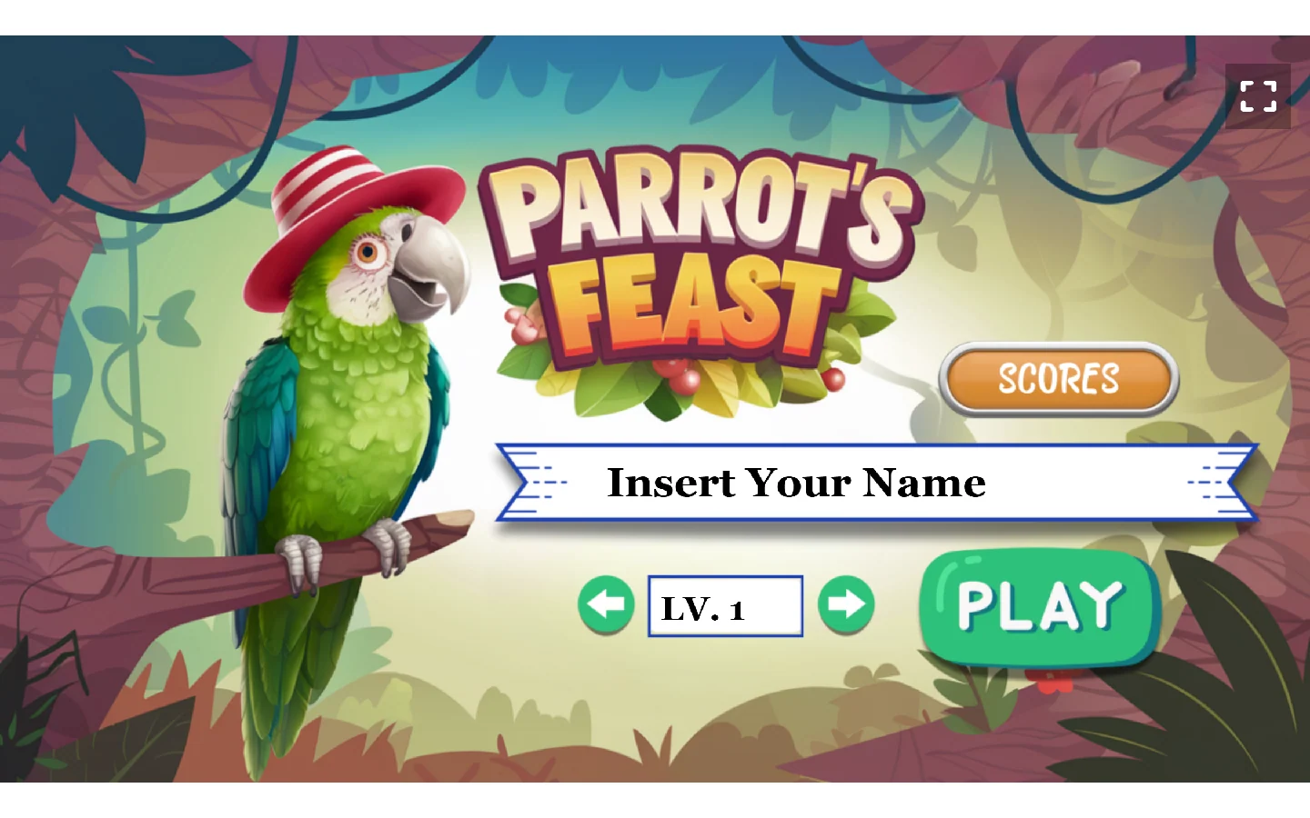Schermata iniziale originale del gioco Parrot’s Feast